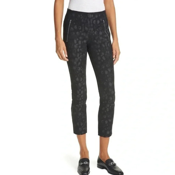 Rag & Bone NWOT Simone Black Leopard Print Zip Pocket High Rise Pants Size 2 - Picture 1 of 12